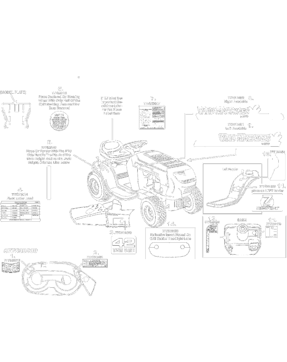 Label Map N772g000 200 Diagram and Parts List for 13AN772G200 2008 Yard Machines Lawn Tractor